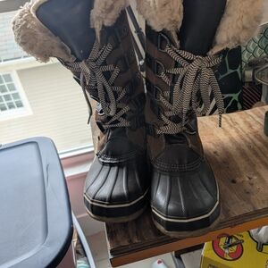 BearPaw Brown Winter Rain Boots Waterproof Leather
